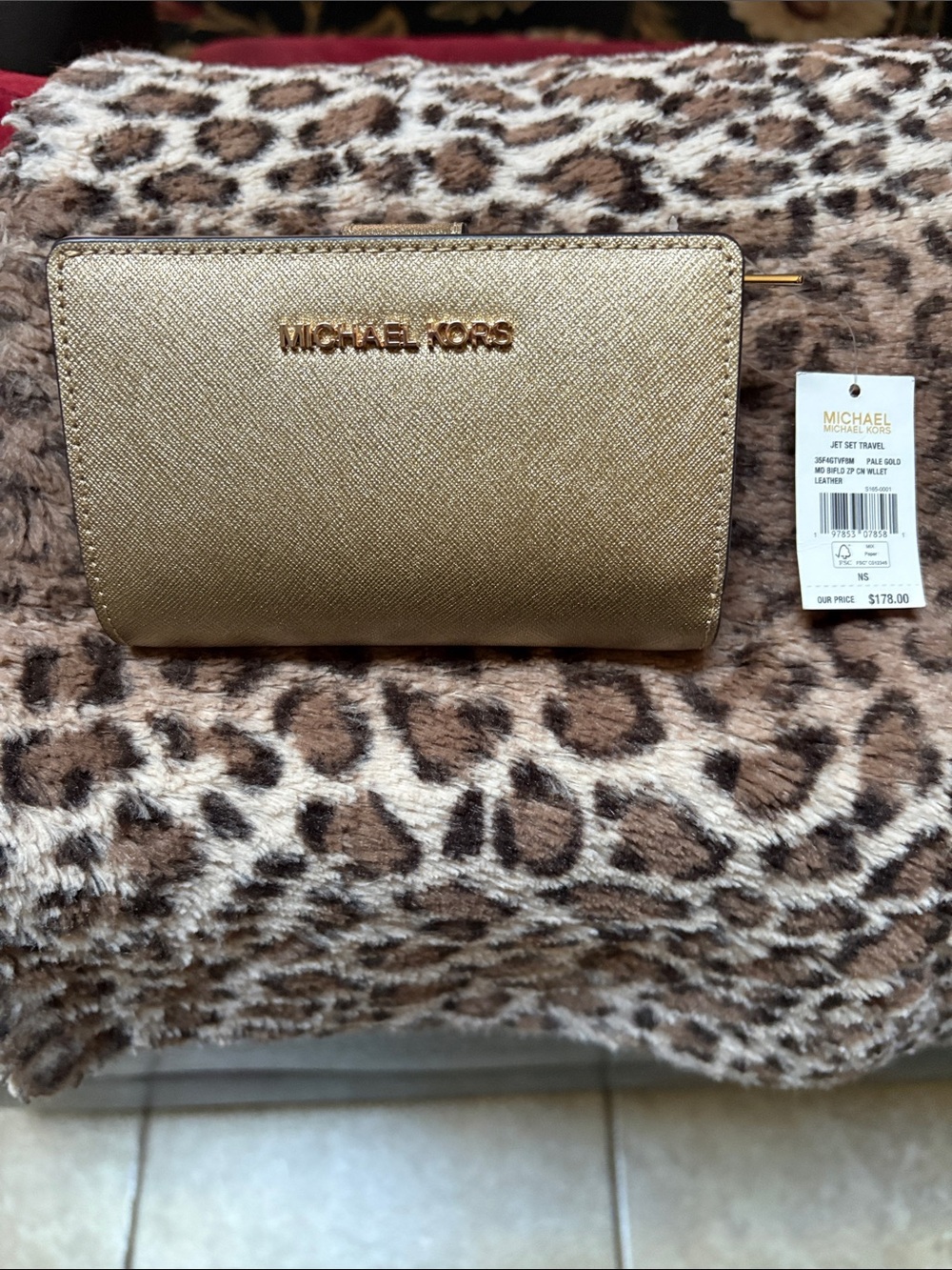 Michael Kors Metallic Gold Jet Set Zip  Wallet